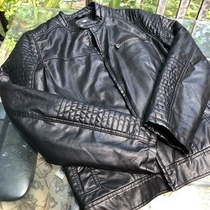 Men rock and republic black leather jacket large